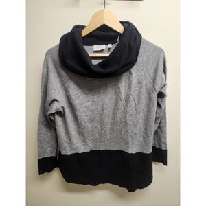Raya Womens Gray Black Cowl Neck Long Sleeve Pullover Top‎